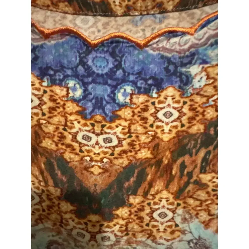 Soft Surroundings Sharron Short Sleeve‎ Papaya Blues Top Artsy Everyday Boho 2X
